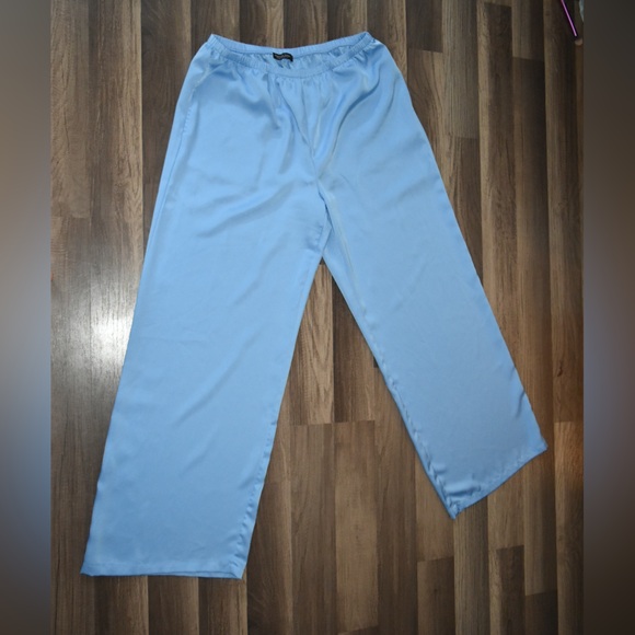Women’s size XL Bias cut satin high-waisted pull on elastic waist pant in blue - Picture 1 of 8
